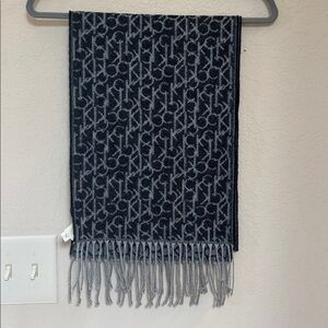 Calvin Klein Monogram Black and Gray Scarf 68"